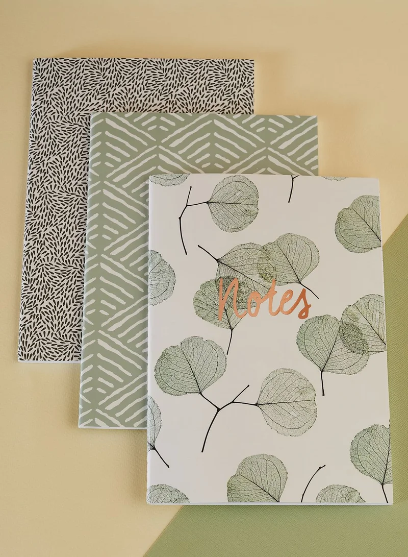 Hema Set Of 3 A5 Stitched Leaf Notebooks