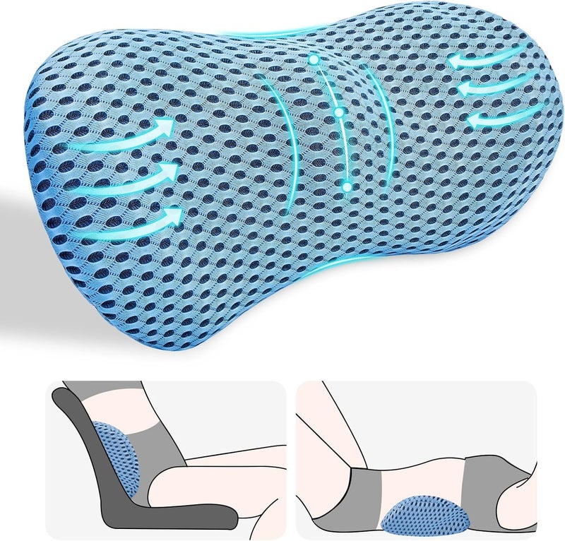 kasney Lumbar Support Pillow, Back Pillow for Low Back Pain Relief, Ergonomic Streamline Car Seat, Office Chair, Recliner and Bed (Blue) - Image 1