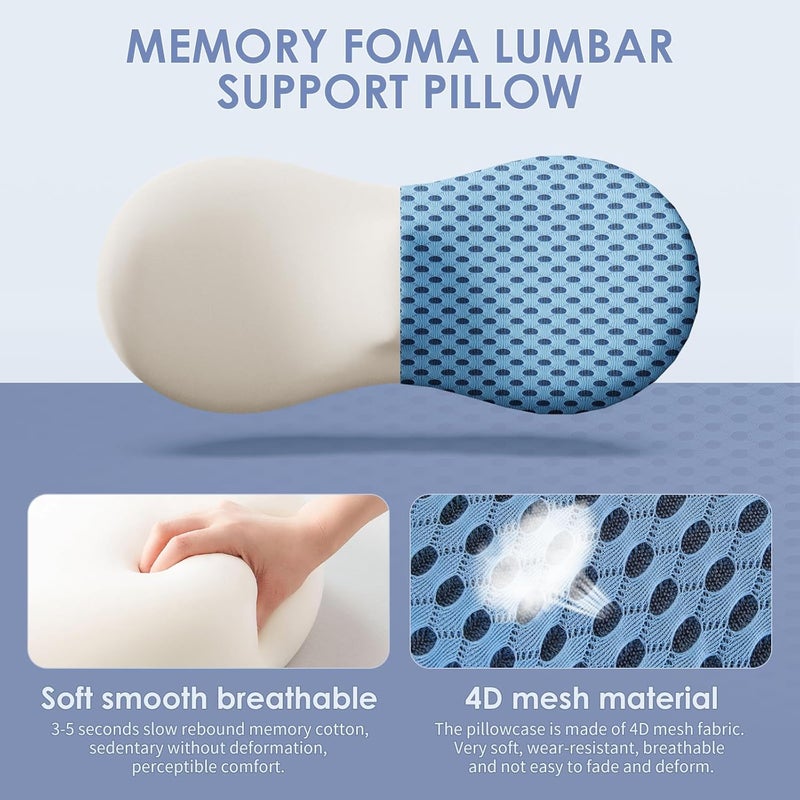 kasney Lumbar Support Pillow, Back Pillow for Low Back Pain Relief, Ergonomic Streamline Car Seat, Office Chair, Recliner and Bed (Blue) - Image 2