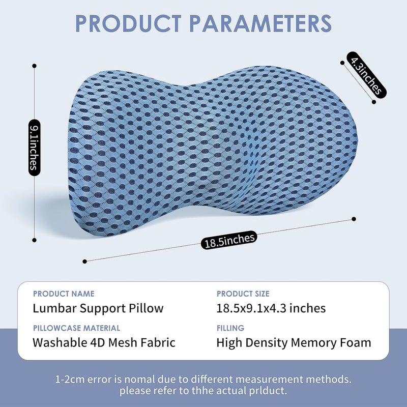kasney Lumbar Support Pillow, Back Pillow for Low Back Pain Relief, Ergonomic Streamline Car Seat, Office Chair, Recliner and Bed (Blue) - Image 5