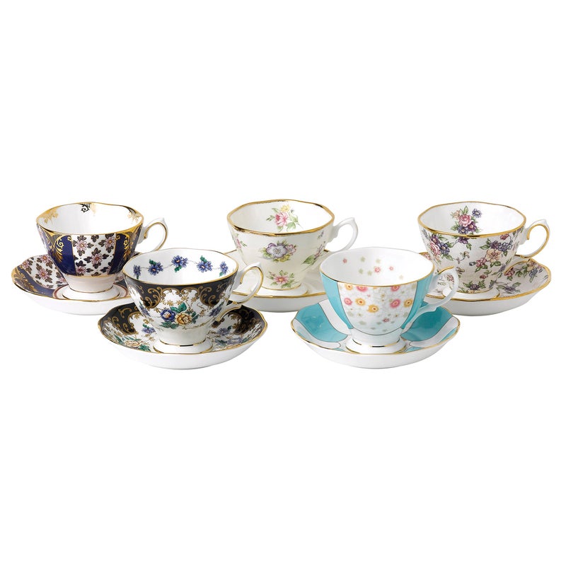 ROYAL ALBERT Royal Albert 100 Years 19001940 5Piece Teacup  Saucer Set 6Fl oz 