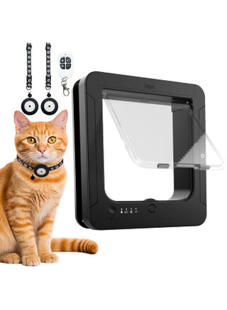Smart Cat Door for Interior & Exterior, Microchip Cat Pet Door with 2 Collar Sensor Keys & 1 Remote Control & 4 Way Locking Cat Flap with RFID Collar Activated Automatic Opening Cat Door (Black) - pzsku/Z6D74AADD1A7024352AE5Z/45/_/1737031451/4929f2d9-a3a3-449a-bb21-4eec3e0ef9bb