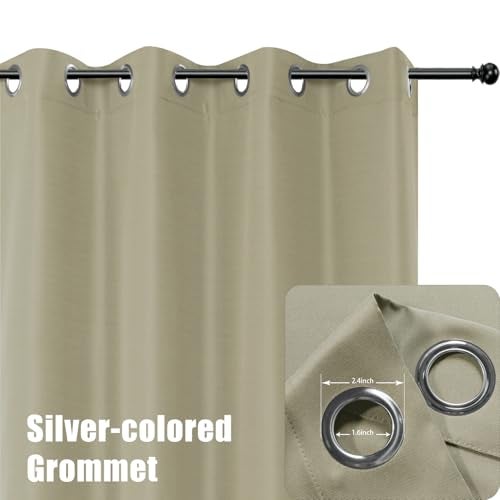 BONZER Wide Waterproof Outdoor Curtains for Patio Heavy Privacy Light Filtering Grommet Outside Curtains for Porch, Pergola, Gazebo, 1 Panel, 110W x 120L inch, Taupe - Image 2