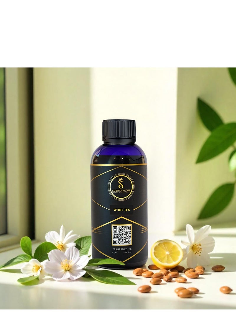 سينتا فلورا زيت عطري للشاي الأبيض للناشرات ٥٠٠ مل | مزيج منعش من الحمضيات والزهور مع الليمون الأبيض والشاي والمسك | علاج عطري للاستخدام المنزلي والمكتبي والتجاري | رائحة مهدئة ومنعشة - Image 1