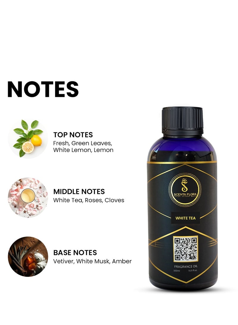 سينتا فلورا زيت عطري للشاي الأبيض للناشرات ٥٠٠ مل | مزيج منعش من الحمضيات والزهور مع الليمون الأبيض والشاي والمسك | علاج عطري للاستخدام المنزلي والمكتبي والتجاري | رائحة مهدئة ومنعشة - Image 2
