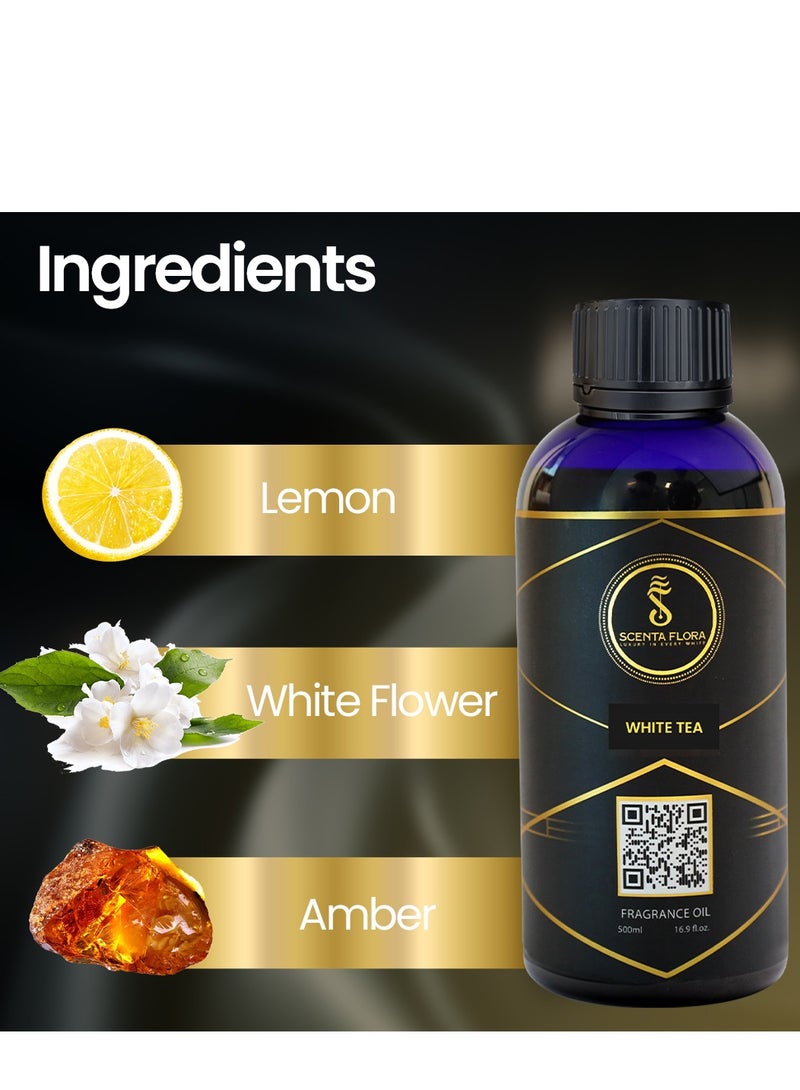 سينتا فلورا زيت عطري للشاي الأبيض للناشرات ٥٠٠ مل | مزيج منعش من الحمضيات والزهور مع الليمون الأبيض والشاي والمسك | علاج عطري للاستخدام المنزلي والمكتبي والتجاري | رائحة مهدئة ومنعشة - Image 5