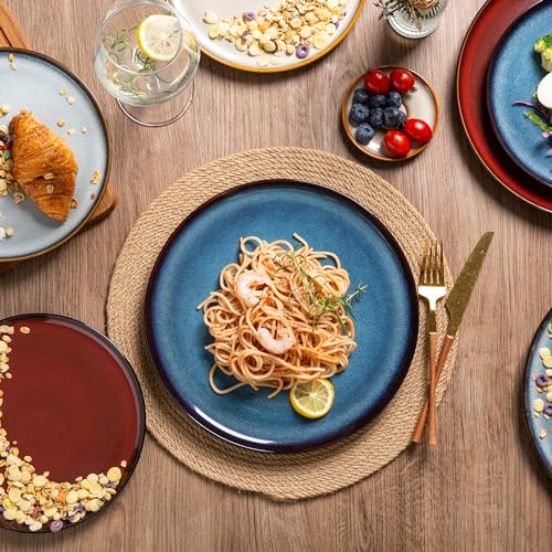 LeRatio Ceramic Dinnerware Sets for 6,Porcelain Plates and Bowls Sets,Handmade Reactive Glaze Dishes Set,Chip Resistant and Scratch Resistant | Oven&Dishwasher & Microwave Safe)-Colorflu(18PCS) - Image 5