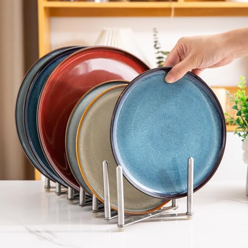 LeRatio Ceramic Dinnerware Sets for 6,Porcelain Plates and Bowls Sets,Handmade Reactive Glaze Dishes Set,Chip Resistant and Scratch Resistant | Oven&Dishwasher & Microwave Safe)-Colorflu(18PCS) - Image 3