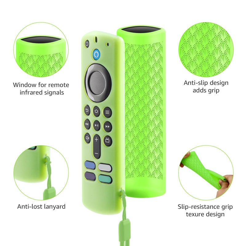 SOTATOO 2 Pack Silicone Remote Cover Case, Anti Slip Silicone Protective Case Glow in The Dark with Color Lanyard(Glow Green & Dark Blue) - Image 5