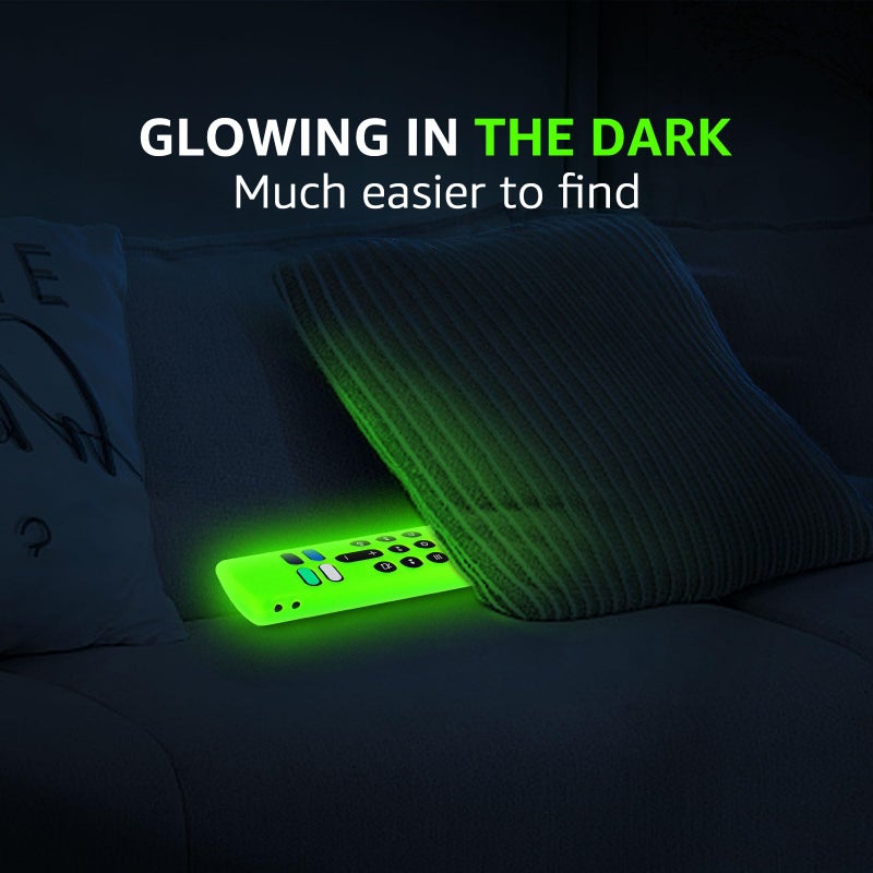 SOTATOO 2 Pack Silicone Remote Cover Case, Anti Slip Silicone Protective Case Glow in The Dark with Color Lanyard(Glow Green & Dark Blue) - Image 4