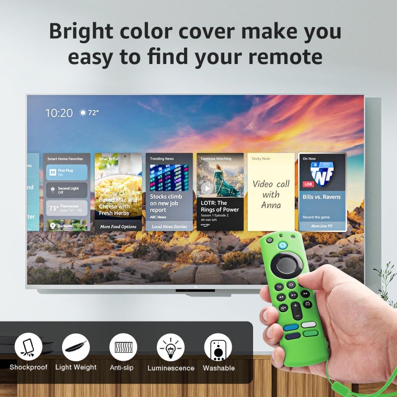 SOTATOO 2 Pack Silicone Remote Cover Case, Anti Slip Silicone Protective Case Glow in The Dark with Color Lanyard(Glow Green & Dark Blue) - Image 2