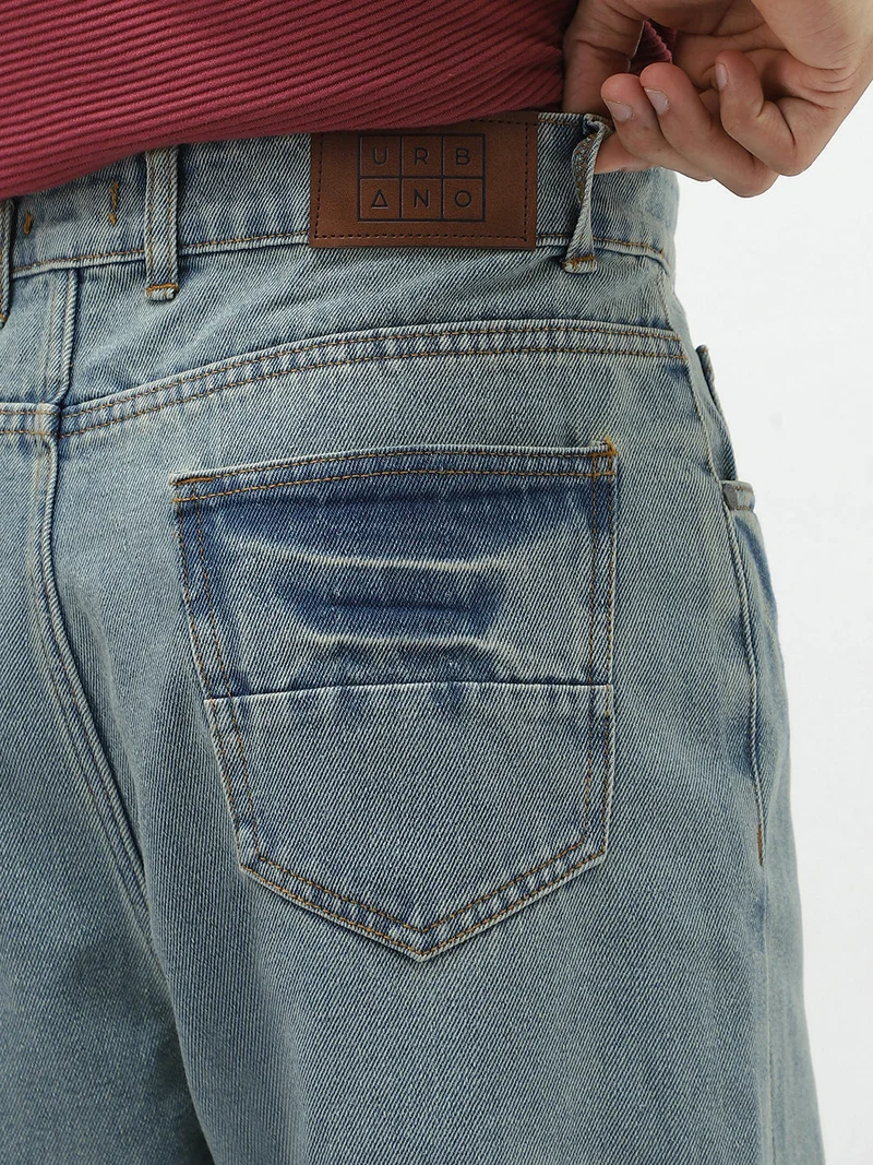Urbano Fashion  Urbano Fashion Men's Ice Blue Loose Baggy Fit Washed Jeans Non-Stretchable  | Best Price UAE
