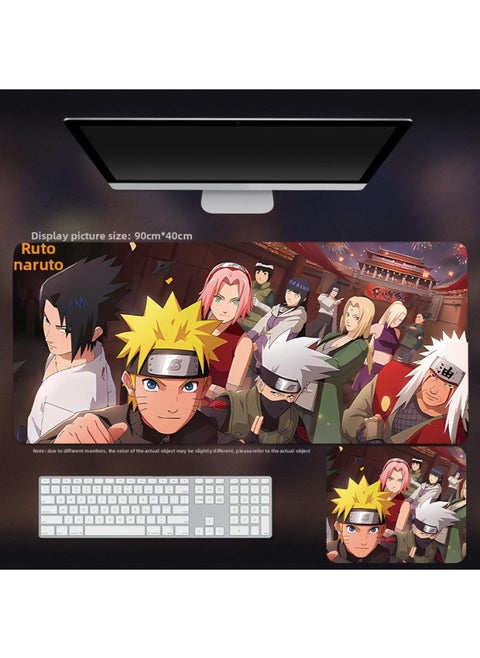 Anime Naruto Mouse Pad Naruto Sasuke Kakashi Super Large Thickened Muye Village Boys Computer Table Pad-color:900*400*3mm-pattern:Naruto 05