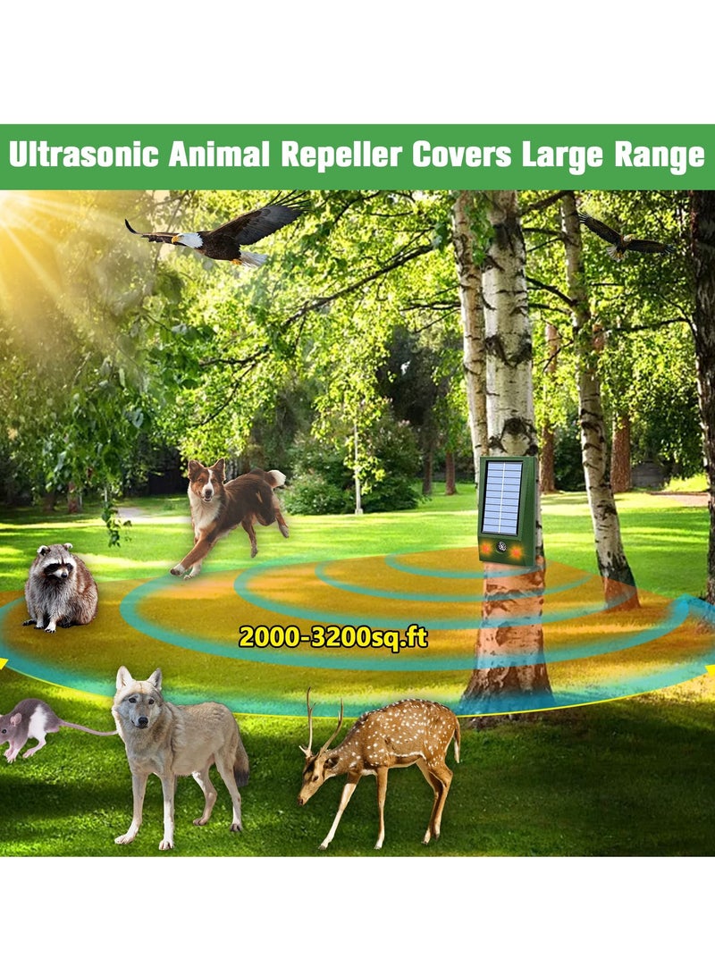 Ultrasonic Animal Repeller Outdoor and Indoor IP66 Waterproof Solar Hanging with LED Lights Flash Effectively Repels Dog Cat Deer Rabbit Squirrel Bird Farm Garden Yard