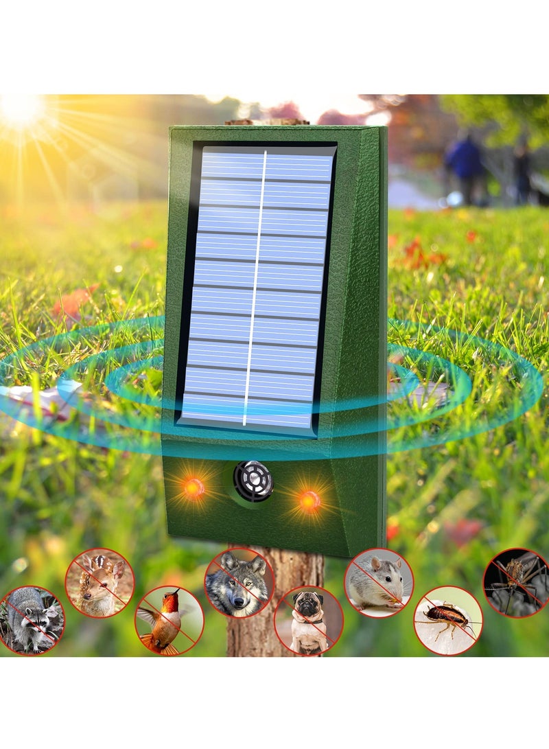 Ultrasonic Animal Repeller Outdoor and Indoor IP66 Waterproof Solar Hanging with LED Lights Flash Effectively Repels Dog Cat Deer Rabbit Squirrel Bird Farm Garden Yard