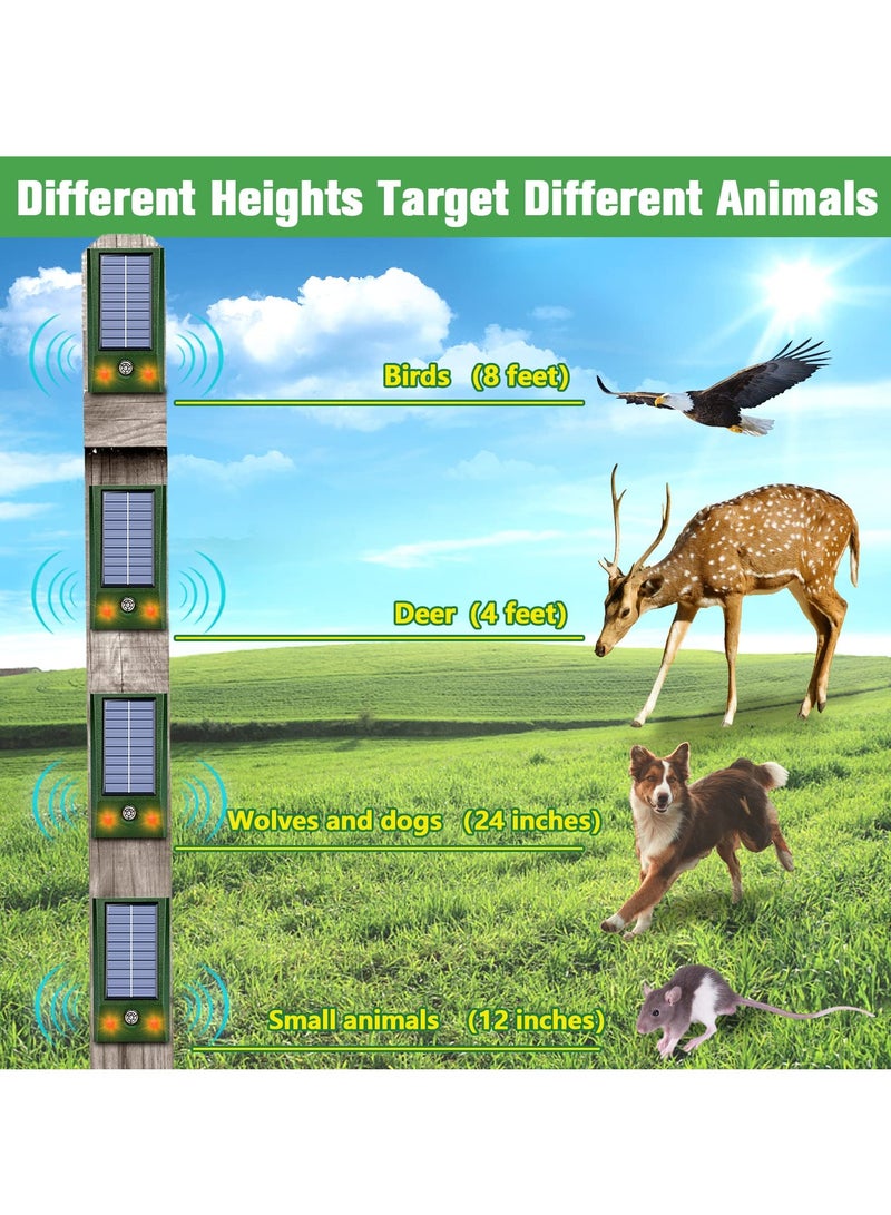 Ultrasonic Animal Repeller Outdoor and Indoor IP66 Waterproof Solar Hanging with LED Lights Flash Effectively Repels Dog Cat Deer Rabbit Squirrel Bird Farm Garden Yard