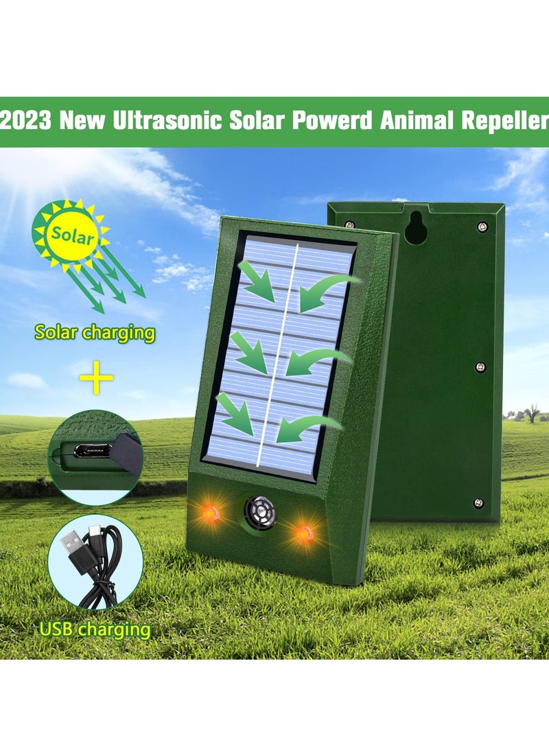 Ultrasonic Animal Repeller Outdoor and Indoor IP66 Waterproof Solar Hanging with LED Lights Flash Effectively Repels Dog Cat Deer Rabbit Squirrel Bird Farm Garden Yard