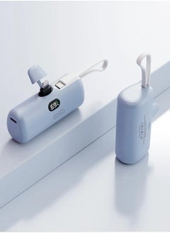 AOLON Aolon 5000 mAh Power Bank with Built-in USB-C Connector, Fast Charging and iPhone Charging Premium Mini Capsule 5000mAh, 22.5W USB-C Power Delivery, LED Display and Foldable Stand, PowerUp-C Blue  - Image 1