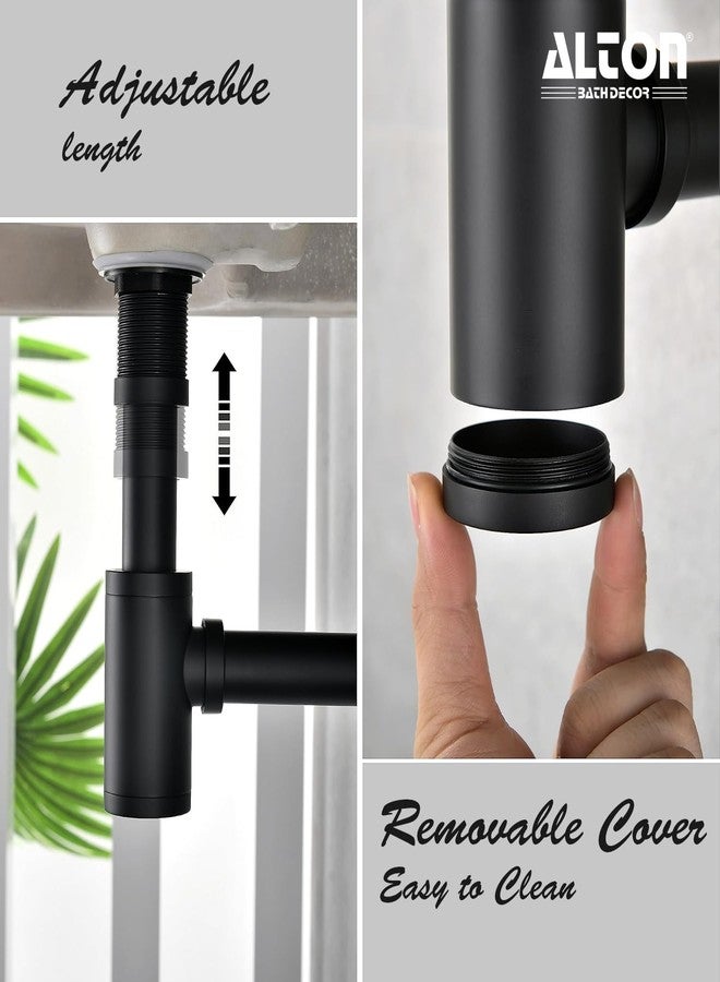 ALTON ALD130, Brass Bottle Trap With 300mm Pipe| For Wash Basin (Black) - Image 3