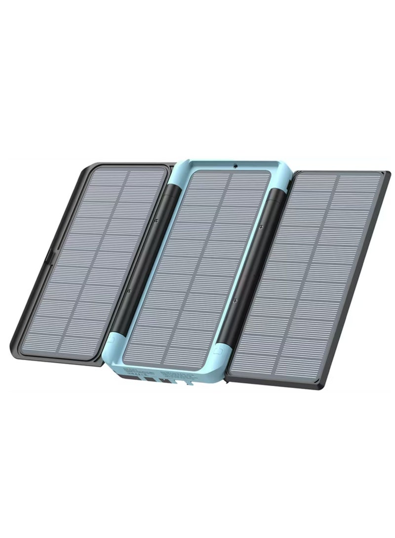 Powerology 16000 mAh Solar Multi-Cable Power Bank,PD 20W, Integrated Cables, Lithium Polymer Type, LED Display, Flashlight, - Black  - Image 2