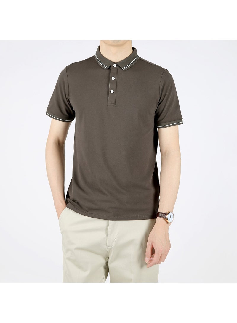 Loquat Squality Casual Men's Solid Color Commuting Polo Shirt With Lapel (Slightly one size smaller) - Image 1