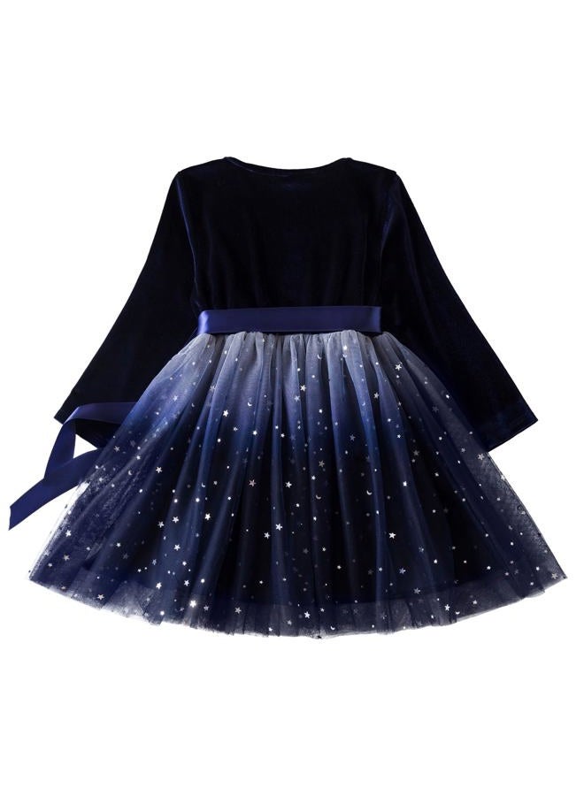Nileafes Girl Knee-Length Dress Kids Long Sleeve Lace Casual Dresses, 115c-navy Blue, 2-3 Years - Image 3