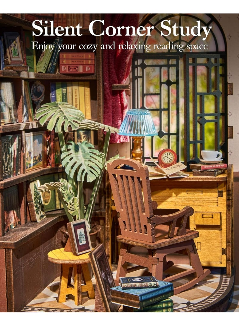 ROBOTIME Rolife Silent Corner Study DIY Book Nook Shelf Insert TGE02 - Image 4