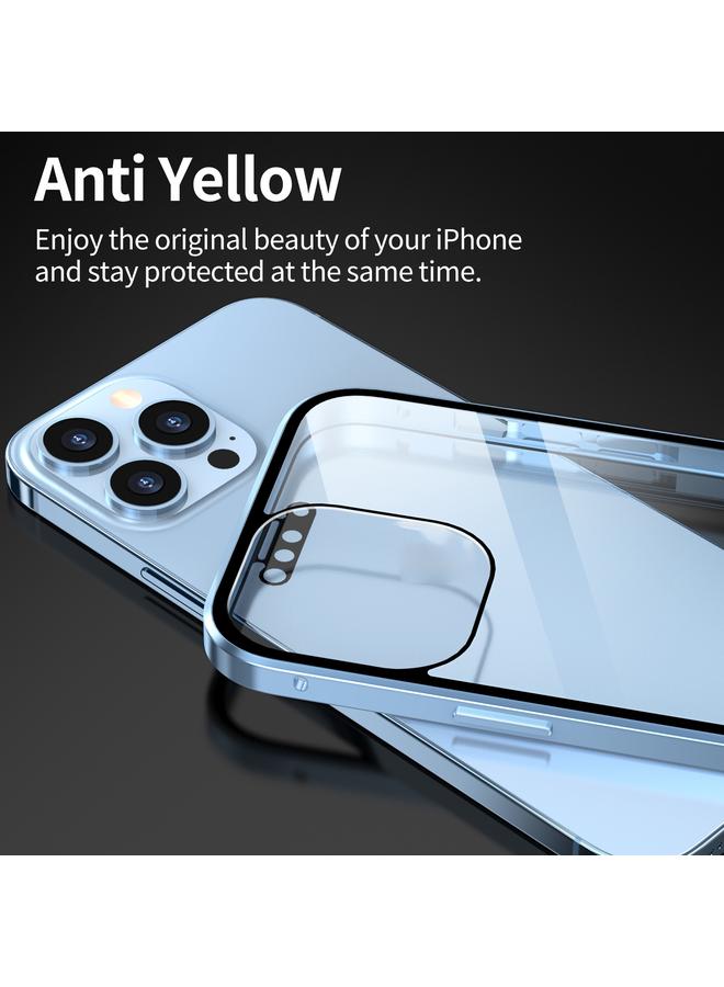 اس-توب جراب لهاتف iPhone 13 Pro Max عالي الدقة بإطار معدني مغناطيسي وغطاء هاتف من الزجاج المقوى مزدوج الجوانب - Image 4