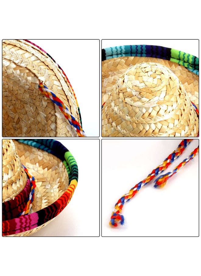 Frcctre - 12 Pack Mini Mexican Hat Natural Straw Sombrero Party Hats 5.9 Inch Carnival Mexican Birthday Cinco De Mayo Party Decoration Costume Hats For Kids Dolls Pets - Image 1