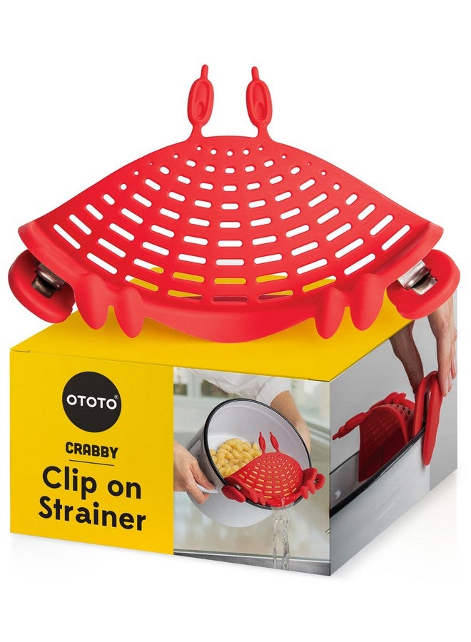 OTOTO Crabby Clip-On Strainer by - Red Crab Pasta Strainer, Noodle Strainer, Cute Kitchen Accessories, Cool Kitchen Gadgets, Food Strainer for Meat - Image 1