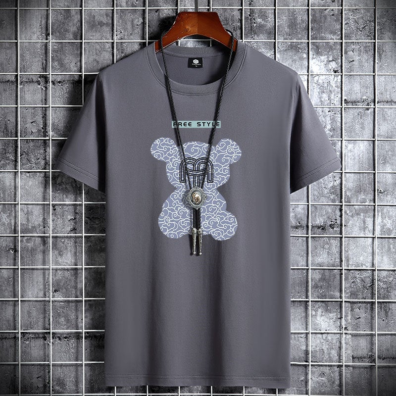 Men's Short-Sleeved T-Shirt 2025 New Summer Trendy Korean Style Loose Base Shirt Clothing Large Size for Teenagers - Image 1