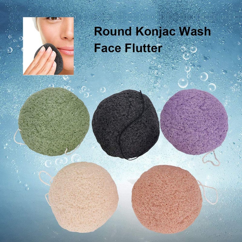 TARSHYRY Konjac Sponge Set 5 Colors Round Konjac Wash Puff Konjac Bath Sponges Facial Care Cleansing Konjac Sponge For Bath Sponges Gently Facial Puff - Image 3