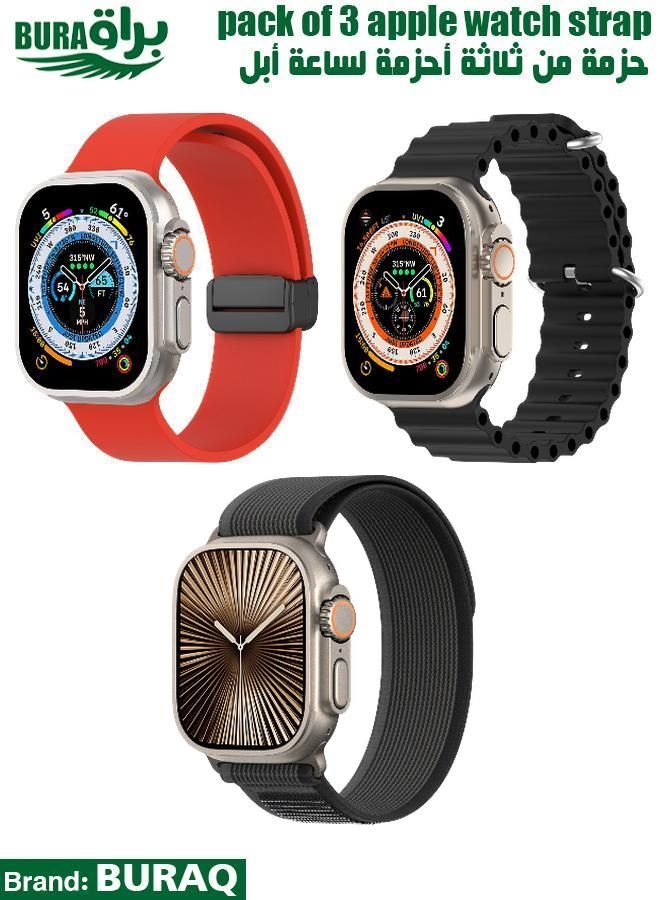 BURAQ Apple Watch Band Strap For Apple Watch Ultra 2/Ultra 49mm, Series 10 46mm, 9/8/7 45mm, SE2/SE/6/5/4 44mm, 3/2/1 42mm
