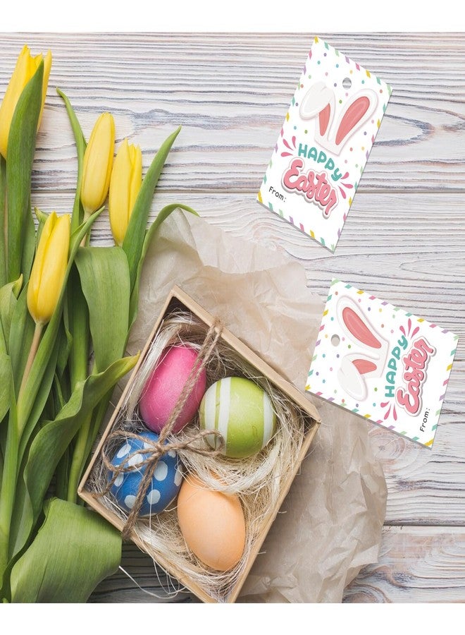 Aukolass Happy Easter Bunny Gift Tags, 50 Pcs Easter Rabbit Hanging Gift Tags Labels with String for Easter Party Decoration (HAPPY EASTER) - Image 5