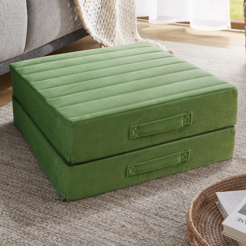 Codi High Density Foam Floor Pillow 2 Sets Large Meditation Cushions Seating for Adults and Yoga Sitting Washable Thick Couch Cushion with Soft Tufted Covers 22 22 5inch Green