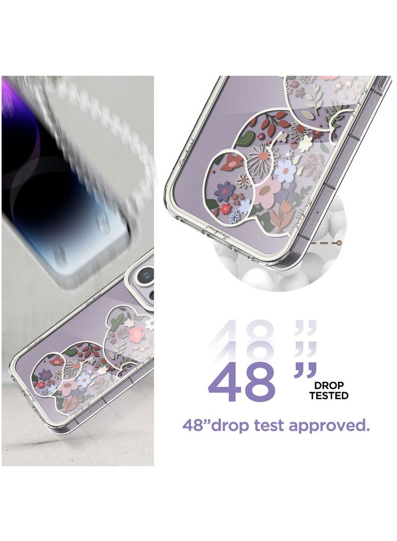 SYOSI Compatible with iPhone 14 Pro Case, Cute Flowers Bear Camera Protector Clear Case Cover with Lovely Strap Bracelet Chain Girls Women Case for iPhone 14 ProIPHONE 14 PRO CASE: Bear Floral Series iPhone - Image 4