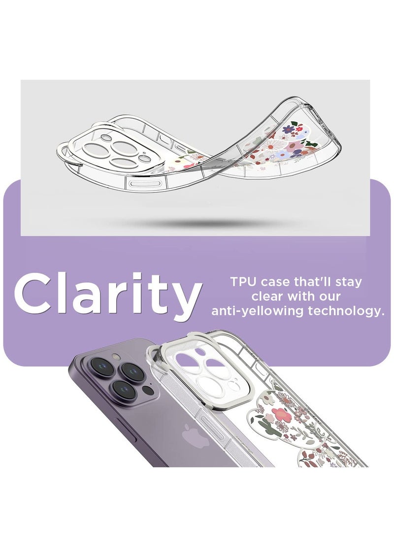 SYOSI Compatible with iPhone 14 Pro Case, Cute Flowers Bear Camera Protector Clear Case Cover with Lovely Strap Bracelet Chain Girls Women Case for iPhone 14 ProIPHONE 14 PRO CASE: Bear Floral Series iPhone - Image 3