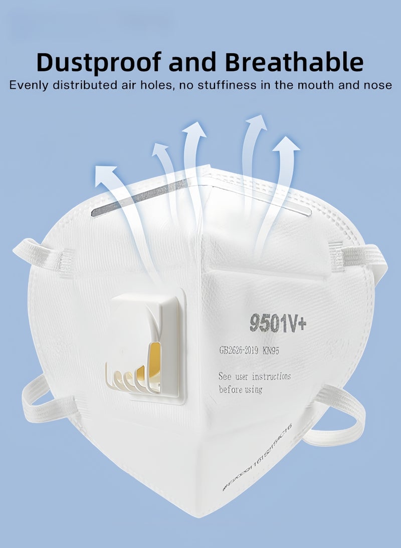 HALAMODO 10PCS KN95 Face Mask 3 Layer Cup Dust Safety Masks Breathable Protection Masks with Individually Wrapped Particulate Respirator Protective Face Mask - Image 4