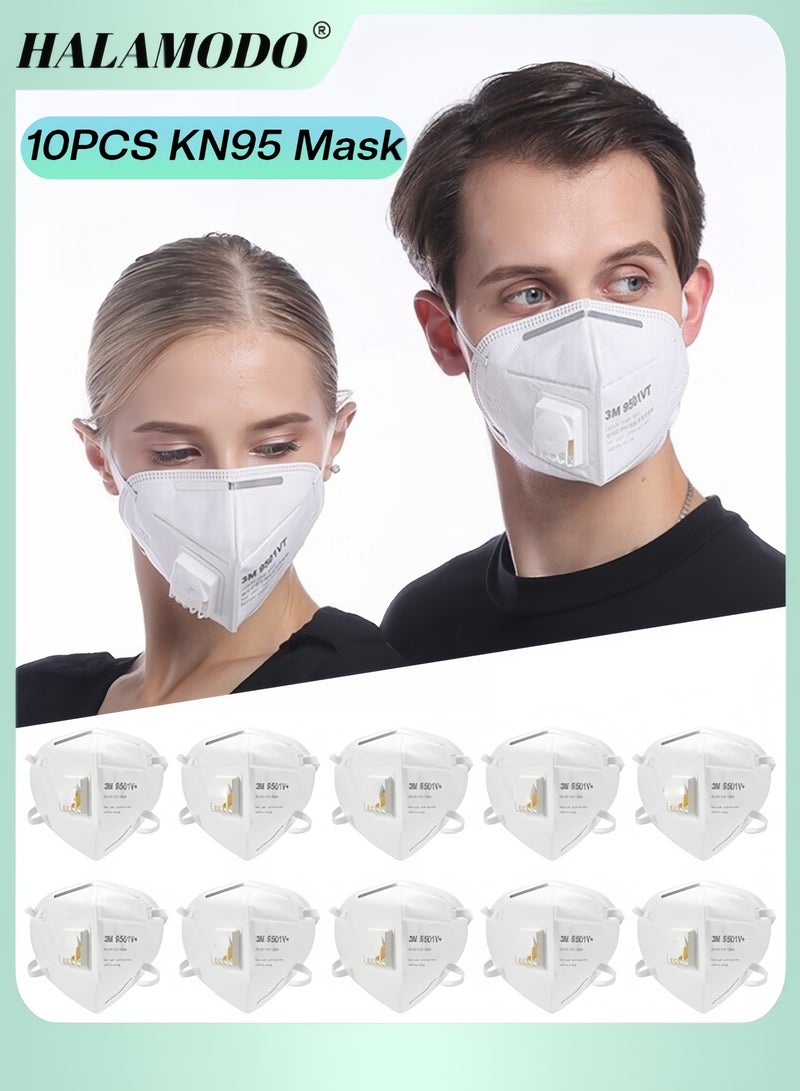 HALAMODO 10PCS KN95 Face Mask 3 Layer Cup Dust Safety Masks Breathable Protection Masks with Individually Wrapped Particulate Respirator Protective Face Mask - Image 1