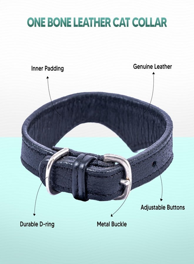 ADIL'S Adil’S Leather Cat Collar - Stylish Single Bone Studded Design, Breakaway Soft pet Collar, Adjustable Metal Buckle with Strong D-Ring for Leash attachments for Outdoor Adventures (Black) - Image 2