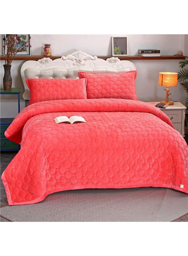 Winter Crystal Velvet Bed Sheet Blanket Thickened Non-slip Warm Coral Velvet Blanket Single Double Plus Velvet Blanket-Color:Crystal Velvet Warm Anti-slip Blanket-watermelon Red ☢-Specifications:250* 230cm ☢ - Image 1