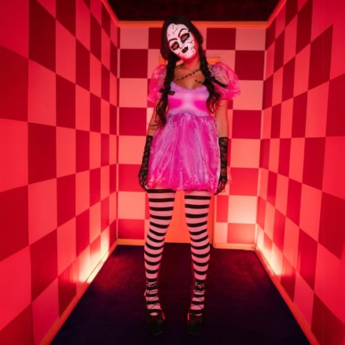 Leg Avenue Women's Nylon Striped Tights, Black/Orange, One Size - Image 5