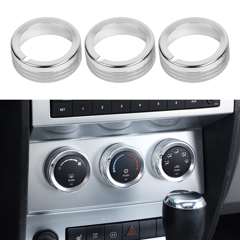 غطاء حلقة زر مكيف الهواء لجيمين لسيارة دودج نيترو 2007-2012 ولسيارة جيب ليبرتي 2007-2012 باللون الفضي
