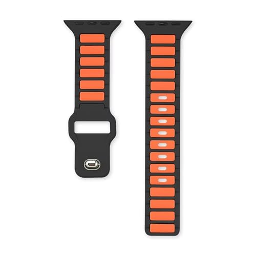 GUOi® Silicone Watchband Compatible with Apple Watch Ultra 2 ＆ Ultra 49mm 45mm 44mm 42mm 46mm - Men & Women Strap for iWatch Se10/9/8/7/6/5/4/3/2/1 SE 46/44/45/49/42mm (Series 3/2/1) - BLACK/ORANGE - Image 4