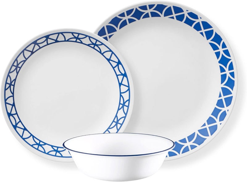 Corelle طقم أدوات المائدة من كوريل (12 قطعة، دوائر كوبالت) - Image 1