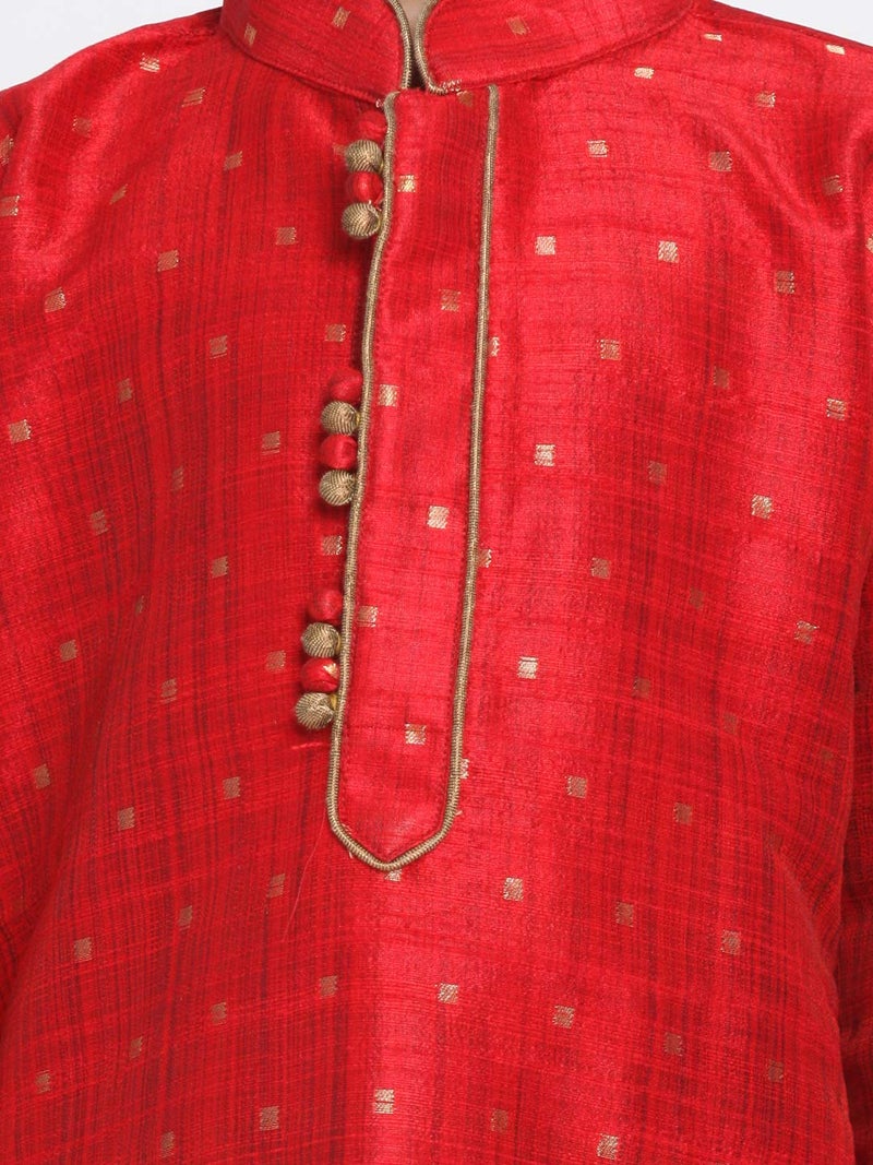 JBN Creation Boys' Traditional Maroon & Rose Gold Silk Blend Kurta Pyjama Set for Weddings & Festivals_VASBK023MAnPRG_28 - Image 4