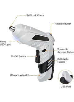 erorex Electric Screwdriver Cordless 3N·M Max Torque Electric Screwdriver Kit With 47 Accessories 3.6V Cordless Screwdriver With Usb Cable Led Light For Home Office Diy  - Image 2