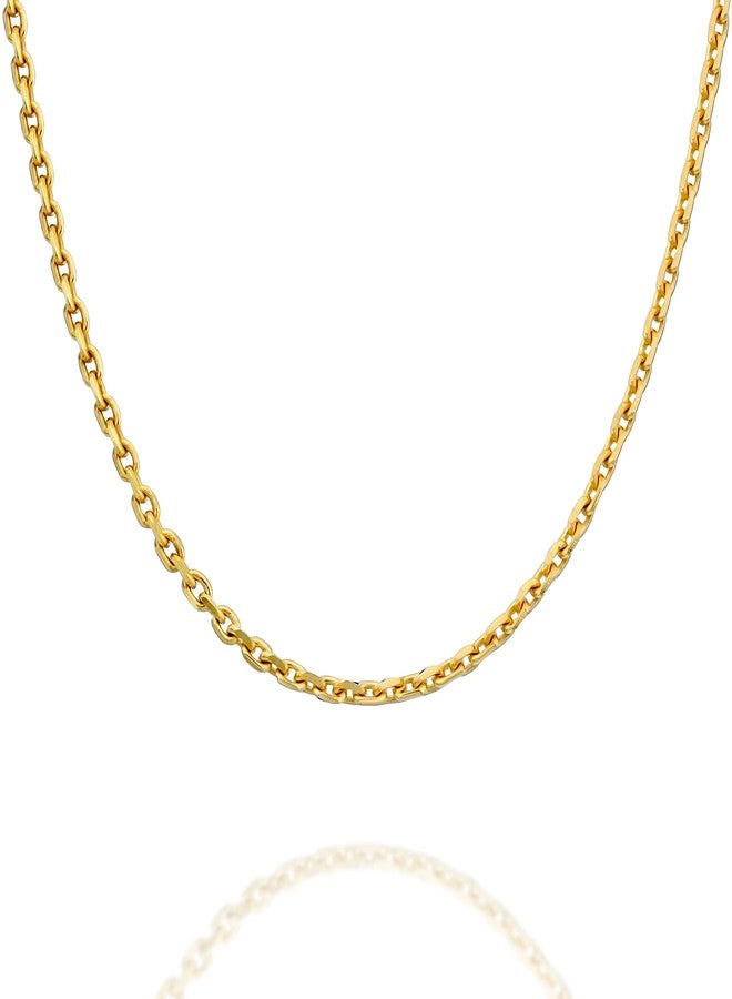 PAVOI Italian Solid 925 Sterling Silver Chain Necklace, 22K Gold Plated, 1.5mm Italian Diamond-Cut Cable Chain Necklace for Women and Men, MADE IN ITALY (18, Yellow Gold) - Image 1