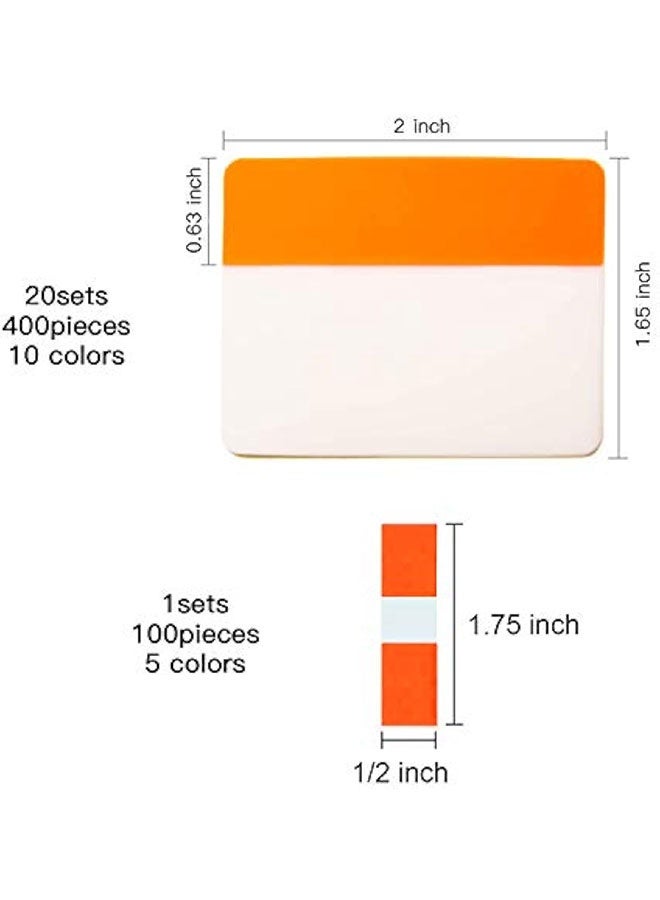 Sticky Index Tabs, 500 Pcs, 21 Sets, Colorful Sticky Tabs for Notebooks, Page Markers, Page Tabs for Binders, Page Tabs Sticky Tabs for Books, Notebook Tabs, Book Sticky Tabs for Notebooks - Image 2