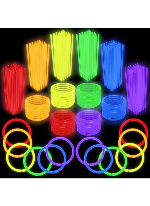 100Pk Ultra Bright Glow Sticks Bulk Party Favors - 8" Premium Glow In The Dark Party Supplies, Neon, Easter, Halloween Party Decorations Glow Necklaces And Bracelets For Kids Or Adults